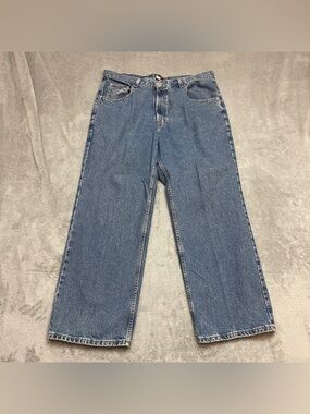 Vintage Tommy Hilfiger Carpenter Jeans 38x30 Baggy Wide Leg Flag Logo Y2K